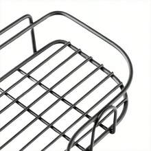 1 pieza Estantería de baño, estantería de almacenamiento triangular sin costuras para baño y cocina, estantería de almacenamiento de baño sin perforación, estantería de ducha de esquina de hierro fundido, diseño de malla de acero inoxidable negro, fácil de acceder y organizar, adecuado para almacenar champú, acondicionador y jabón, decoración moderna de baño, organización y almacenamiento de baño, accesorios de baño