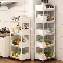 Chariot de rangement multifonctionnel en plastique avec roulettes, organisateur à plusieurs niveaux, adapté à la chambre, à la cuisine, à la salle de bain et au salon - 1 - Voir 8
