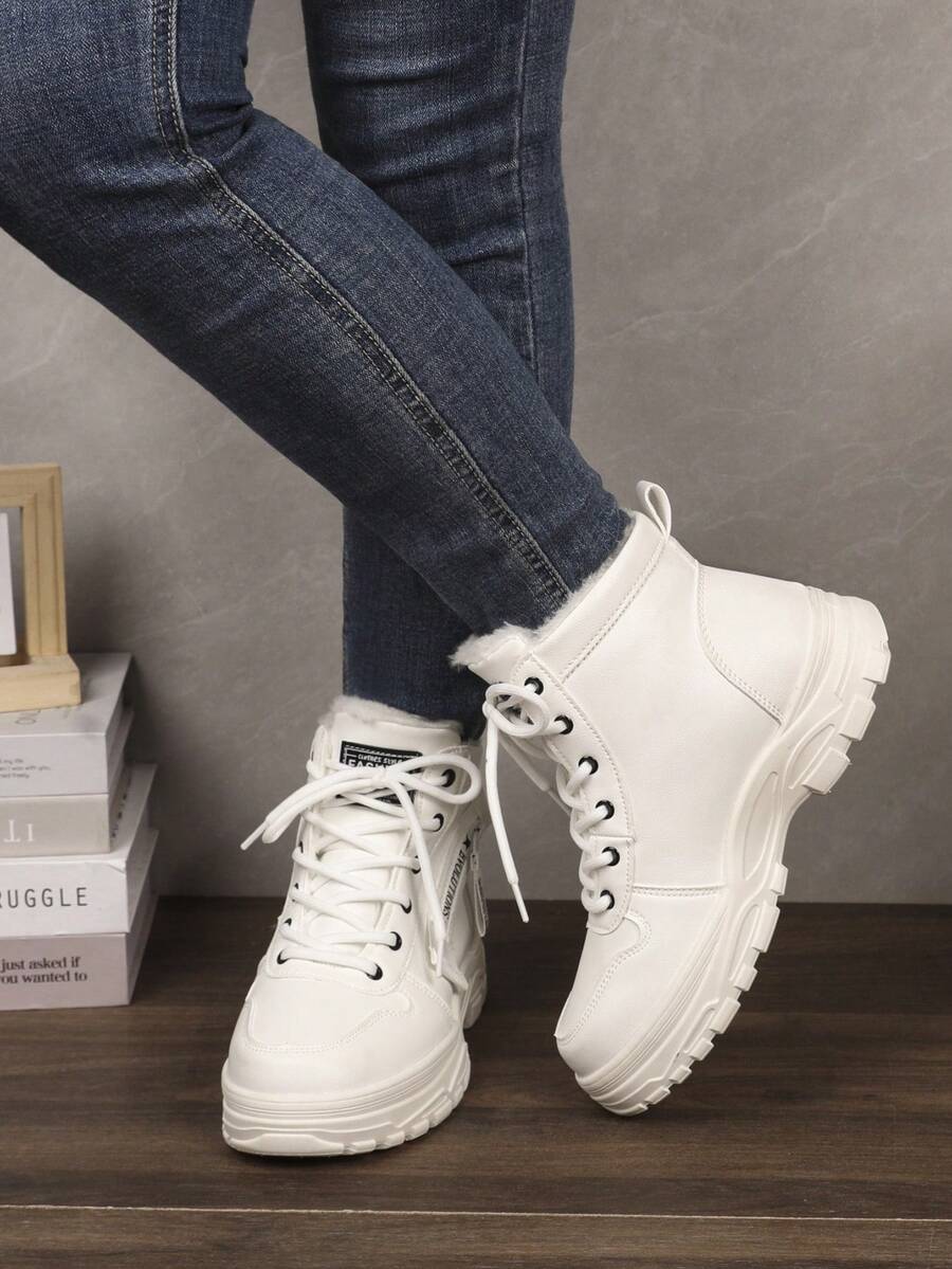 Botas de nieve con suela gruesa de moda para mujer