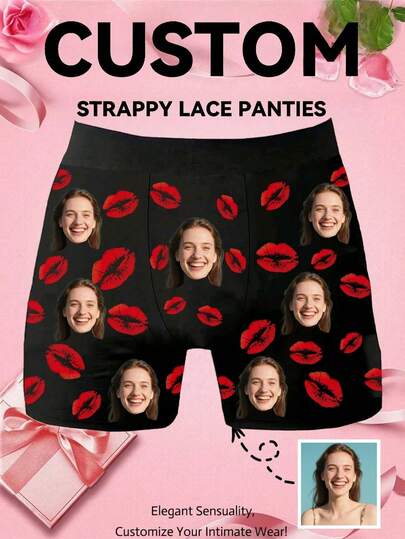 1pc Men's Customized Black Boxer Briefs, Comfortable For Home & Sports Use, Can Customize With Fun Photo Prints, Great Gift For Boyfriend On Valentine's Day, Halloween, Anniversary