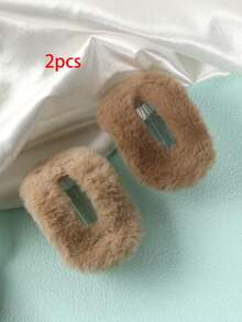4pcs/2pcs Pinces à cheveux ovales minimalistes en peluche, pinces décontractées pour chignon, accessoires de cheveux polyvalents haut de gamme, automne/hiver, cadeau de vacances, barrette à cheveux, épingle à cheveux - Multicolore - Voir 11