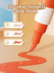 1pc 24/36/48/60 Colors Glitter Marker Pens, High-Quality Pigment Markers For Layering, Waterproof And Smudge-Proof, Professional Art Painting Brush