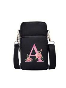 حقيبة كتف لتخزين الهاتف المحمول على شكل قلب فضي مع سحاب أسود، حروف A-Z باللون الوردي المائي، اكسسوارات عصرية ومريحة للأنشطة الخارجية، حقيبة هاتف محمول صغيرة، حقيبة معصم، حقيبة تسوق متقاطعة الجسم، حقيبة تخزين الهاتف المحمول، حقيبة مستحضرات التجميل، حقيبة رياضية متقاطعة الجسم، مناسبة للأصدقاء المهتمين بالرياضة، هدية مثالية للعائلة والأصدقاء