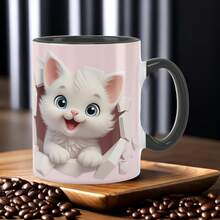 3D Cat Face Ceramic Mug, Cute Novelty Animal Themed Coffee Cup - Perfect Gift For Cat Lovers, Women, Men, Birthday, Christmas - Hand Wash Only - Multicolor - View 10
