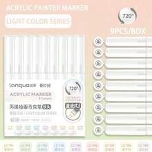 Juego de 9 colores de rotuladores acrílicos Languo, punta suave de gran capacidad, tonos de piel minimalistas tipo macarrón, gris, marrón, coloridos, bolígrafos de color negro, lápices de colores para dibujar personajes de dibujos animados para estudiantes, pinceles de arte DIY para grafiti y pintura, aptos para piedra, vidrio, cerámica, metal y otros materiales, disponibles en 45/126/171 colores