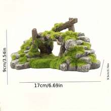 Cầu rêu thủy sinh & Trang trí hang cá - Đá nhựa ABS chân thực với điểm nhấn rêu tự nhiên cho bể cá, môi trường sống của rùa & cảnh quan thủy sinh | Bề mặt có kết cấu, cầu trông tự nhiên cho bể bò sát - Nhiều màu - Xem 2