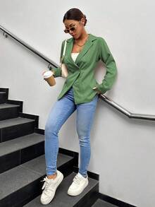 A&DD MODA, REF: 173 Women's Blazer Elegant Fitted Modern Social Formal Casual Sophisticated Tailoring Premium Fabric Versatile Comfortable Work Style Party Everyday Classic Perfect Cut Refined Look Contemporary Look Blogger Charming Quality Superior Finish ✨ - 綠色 - 查看 3