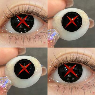 JeweLens 1 paire de lentilles de contact de couleur pour le cosplay d'Arlecchino de Genshin, lentilles effrayantes d'Halloween, lentilles souples pour costume d'Halloween et cosplay