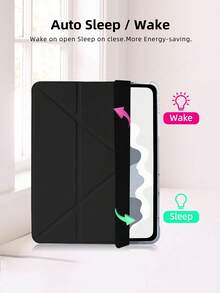 Customizable Text Transparent Pencil Slot 8-Fold Black Tablet Case, Suitable For IPad Mini6/Mini7/Air/Air2/9.7/10.2/10.5/Air4/Air5/10.9/Pro 11-Inch/10th Gen/Air 11-In.(M2)-2024/Pro11-In.(M4)-2024/Air 11-Inch (M3) 2025/IPad (A16) 11 Inch 11th Generation 2025, Multi-Angle Stand, Pencil Slot, TPU Soft Edge Protection, Magnetic Auto Sleep/Wake, Simple/Casual/Personalized/Premium/Creative Design (Tablet Not Included)