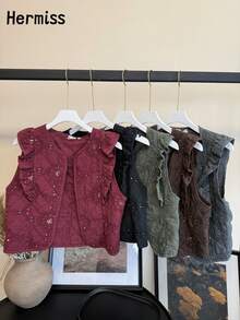 Women Tops - 酒紅色 - 查看 5