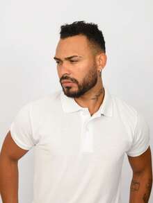 Camisa Polo Masculina Casual Social – Piquet 50% Algodão 50% Poliéster - Branco - Visão 2