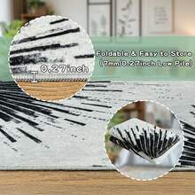 Soft Abstract Area Rug, Non Slip Washable Foldable Modern Rugs For Living Room Bedroom Dining Room Farmhouse Home Office - 黑色 - 查看 11