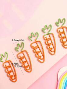 5pcs Carrot Shaped Paper Clip Back To School,Back To School,School Supplies