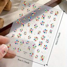 Reusable Self-Adhesive Nail Stickers - Shimmery Moire Fantasy Space Theme, Cartoon Colorful Balloons Dot Design, Unscented, For Women, Festival Celebration - 彩色 - 查看 12