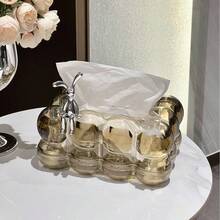 Nordic Luxury High-End Facial Tissue Box, Creative Transparent Tissue Paper Storage Box For Home Living Room Coffee Table Home Bathroom Decor Bathroom Organizer Summer Back To School - Multicolor - View 8