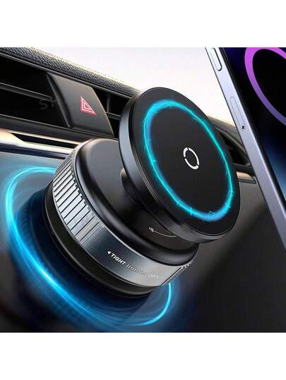 1pc 360° Rotating Vacuum Suction Cup Car Phone Holder, Magnetic Dashboard Car Mount Navigation Bracket (Recommended To Use In A Clean And Tidy Environment)