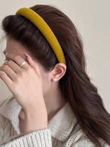 1条纯色休闲针织海绵发带，女士适用，适合日常佩戴，四季皆宜。 - 彩色 - 查看 3