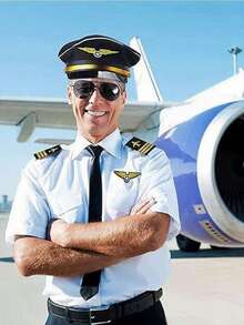 6 piezas Juego de disfraz de piloto de línea aérea capitán con gafas, sombrero y corbata, conjunto de accesorios de disfraz de comandante de aeronave para disfrazarse de aviación en Halloween