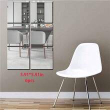 6 件加厚亚克力镜面墙贴，自粘装饰镜，适用于浴室、客厅、卧室、衣柜、全身镜，创意装饰 - 銀色 - 查看 13