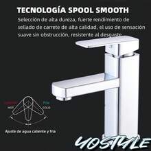 Yostyle Llaves para Lavabo Baño,Monomando para Lavabo de Acero Inoxidable,Mezcladora para Lavabo Caliente y Fría Ajustable Grifo,Grifos de Baño de un Orificio con 2 Mangueras(Negro Rectangular) - Plateado - Ver 1
