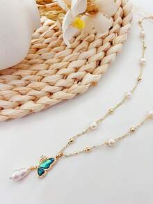 1 pièce Collier de perles baroques élégant, nouveau design minimaliste mode polyvalent affinant pour femmes, convient pour le port quotidien, le style vacances, bijoux pour femmes