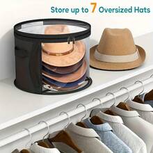 2Pcs Transparent Portable Foldable Hat Storage Box - Holds Oversized Cowboy Hats, Sun Hats And Baseball Caps - Portable With Handle, Easy To Store And Organize, Portable Hat Storage Box | Visible Contents Storage, Hand Wash - Holds 7 Oversized Hats