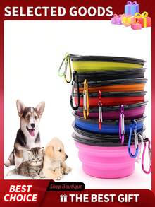 1pc350ml Collapsible Dog Pet Folding Silicone Bowl Outdoor Travel Portable Puppy Food Container Feeder Dish Bowl Water Bottle Camping