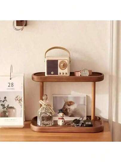 1 件多功能木制展示架，适用于化妆品、珠宝、多肉植物和甜点 - 矩形桌面支架、美容装饰收纳、装饰架、美容收纳、花卉展示