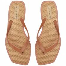Women's Straw Flip Flops With Square Toe And Lined Briza Beach - Camel - View 6