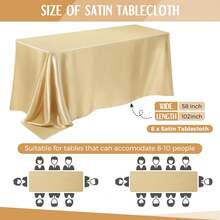 1pc Rectangular Tablecloth, Non-Fading Satin Tablecloth, Suitable For High-End Hotel Banquets, Wedding Banquets, Restaurant Party Decorations - Champagne - View 6