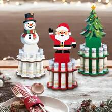 3 PiecesWooden Christmas Money Holder With 10 Holes, Festive Ornament Dispenser For Winter Party Decor – Perfect Gift Idea (Christmas/Valentine's/Thanksgiving) & Accessories, Christmas Decor