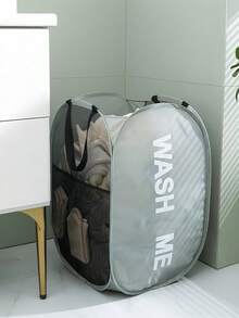 Mesh Laundry Hamper Laundry Hamper Collapsible Laundry Basket With Carry Handles, Large Side Pocket For Kids Room, Student Dorm, RV, Cruise, Grey Closet Organizer Bedroom School Dorm Essentials Clothes Organizer College Storage Organization Storage Bag Organizer StorageRoom Decor, Decor, Fall Decor,Valentine's Day Valentine's Day Decorations - Multicolor - View 5