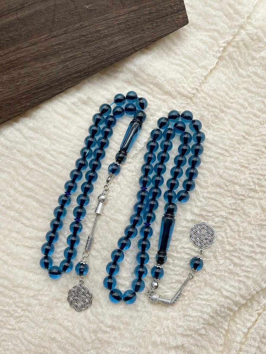 1串黑色亚克力念珠/念珠，可选33/45/51颗珠子，适合男士日常佩戴和祈祷使用。