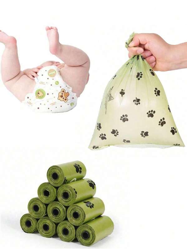 4 لفات/60 قطعة أو 7 لفات/105 قطعة من أكياس حفاضات قابلة للتخلص منها (30 * 22 سم عند فتحها)، مناسبة للعربات والاستخدام في الخارج، مريحة لحمل ونظافة نفايات الأطفال، أكياس نفايات السيارة، مناسبة للعربات والغرفة المعيشية والحمام وغرفة الأطفال، أكياس نفايات بأنماط عشوائية
