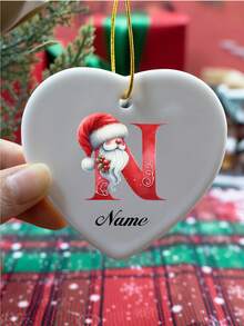 LICVIC Custom Christmas Decorations With Name, Personalized Christmas Tree Decorations, Customized Christmas Gifts, Customizable Christmas Craft Supplies, Diy Ornaments, Kids Souvenirs, Party Decorations, Round/Heart-Shaped/Star-Shaped Pendant, Ceramics, Garden, Room Decor, Cartoon, Boy, Girl, Kids, Family - Style a - View 2
