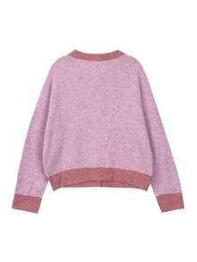 ii Áo khoác cardigan nữ kiểu dáng thường ngày phối màu, màu hồng thu đông. - Hồng - Xem 6