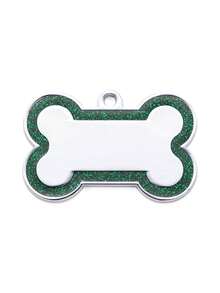 1pc Customized Text Pet Tag, Zinc Alloy Dog Anti-Lost ID Tag With Glitter Pink Circle, Customized Bone Shaped Dog Tag - Engraved For Pet Identification, Essential For Holidays/Parties