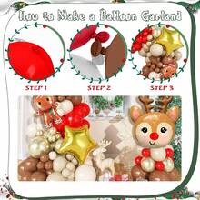 132pcs Christmas-Themed Balloon Garland Arch Set, Includes Reindeer, Gingerbread Man, And Star Foil Balloons, As Well As Red, Brown, Apricot, Sandy White, And Gold Latex Balloons. Perfect For Christmas, Christmas Eve Parties, New Year's Parties, Baby Showers, Birthday Parties, Family Gatherings, And Christmas Decorations. - Multicolor - View 4