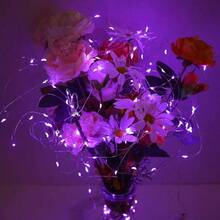 - Paquete de 15 30 luces LED micro estrelladas que funcionan con pilas incluidas, luces de alambre plateado impermeables de hadas, para manualidades, fiestas, jardn, boda, mesa, decoracin - Morado - Ver 2