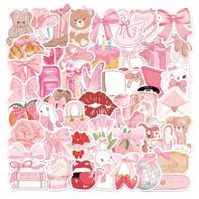 50pcs Pink Cartoon Y2K Aesthetic Stickers, Cute Animal Vinyl Waterproof Retro Stickers For Laptop, Phone, Car, Skateboard, Water Bottle, Scrapbook, Computer, Diary - B - View 9
