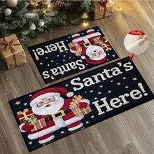 1 pieza/2 piezas Alfombra de baño con estampado de cascanueces navideño, de material de imitación de cachemira con decoración esponjosa, apta para baño, entrada, cocina y otras ocasiones, lavable a máquina, decoración navideña, se puede regalar - Multicolor - Ver 4