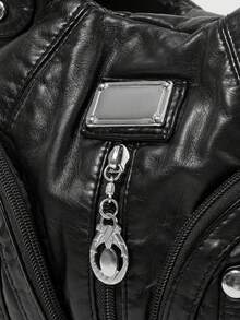 Grunge Punk New Punk Rock Chic Ladies Shoulder Tote Bag, Darkcore Motorcycle Handbag For Women, New Fashionable Big Bags For Women - màu đen - Xem 5