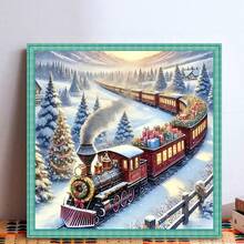 500 片圣诞火车场景拼图，鲜艳的混色纸质拼图，成人 DIY 减压智力挑战游戏，家庭互动娱乐拼图，DIY 家庭办公室装饰（无框），生日、万圣节、圣诞节、新年的理想智力游戏礼物