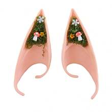 Halloween Cosplay Elf Ears Mushroom Flower Crystal Design Fairy Ear Accessories For Women Party Costume - 淺粉色 - 查看 6