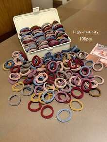 50/100 piezas Vintage Bohemio Lazos para el cabello - Altamente elásticos sin costuras, accesorios para el cabello elásticos duraderos para mujeres, manteniendo el cabello de las niñas en su lugar con forma de corazón de colores mixtos, set de accesorios para el cabello, sujetadores de cola de caballo, bandas elásticas para el cabello, scrunchies, cuerda para el cabello