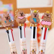 4 Pcs Capybara Multicolor Ballpoint Pen 4in1 Retractable Pen Cute Cartoon Pen Capybara Ballpoint Pen For Office School Supplies Boys Women Men Pens 4Pcs Capybara - 4隻水豚 - 查看 5