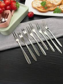 20pieces, Stainless Steel, 12cm*2cm, Fruit Fork Stainless Steel Set, Creative And Cute European-Style Small Luxury Double-Toothed Fork, Suitable For Travel Restaurants And Hotels, Suitable For Home Kitchens, Dining Rooms, Weddings, Parties, And Kitchens. It Is An Excellent Choice For Christmas Gifts And Back-To-School.