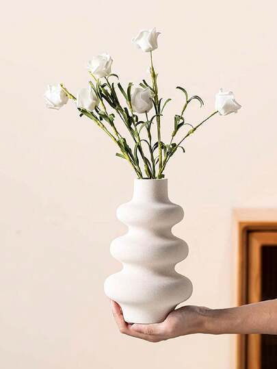 Piece Of Nordic Ins Circle Ceramic Vase Home ation, Creative Living Room TV Cabinet Porch Flower Arrangement ation Ornaments Glass view 7