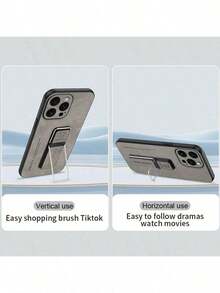 仿皮纹理手机壳，带多功能支架，防震手机壳 - 藏蓝色 - 查看 6