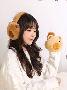 1pc Women/Student Winter Ear Muffs, Panda & Capybara Design, Foldable For Easy Storage, Warm & Windproof Ear Protection, Suitable For Outdoor, Commuting Fall - Multicolor - View 8
